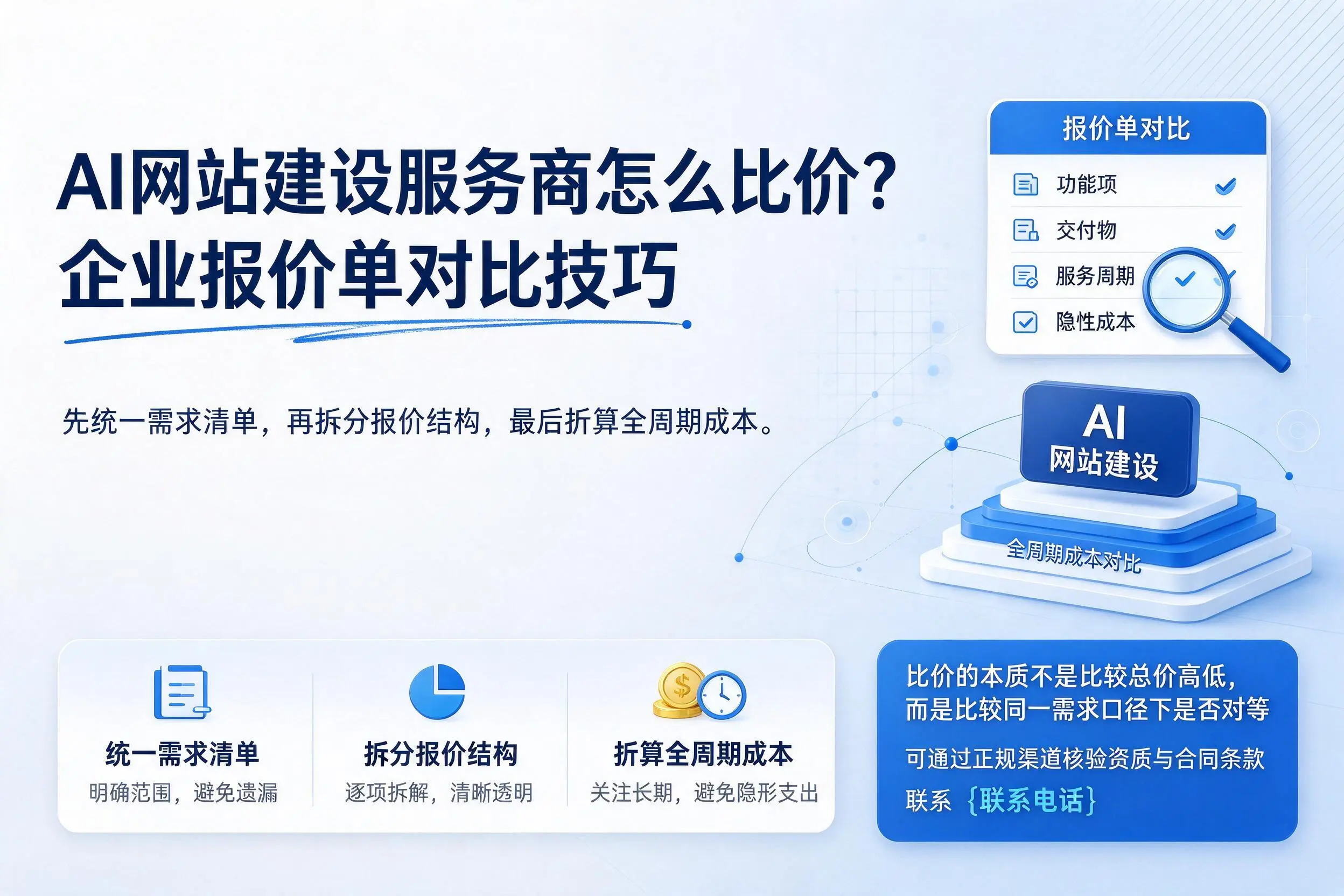 AI网站建设服务商怎么比价？营口企业报价单对比技巧